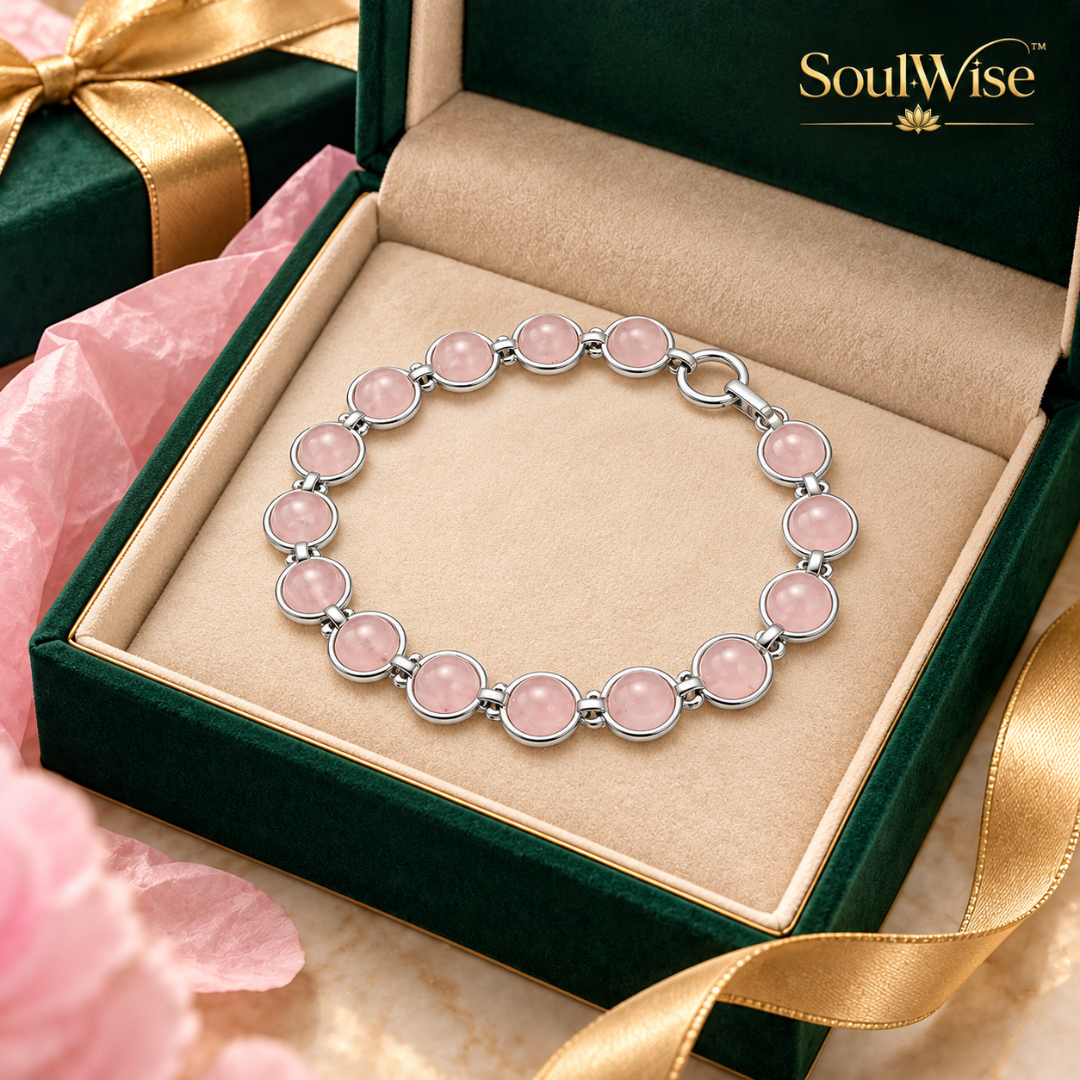 Natural Rose Quartz Chain Bracelet – Pink Healing Crystal Jewelry for Love, Self-Love, Emotional Balance, Relationship Harmony, Heart Chakra & Positive Energy | Elegant Bracelet for Women & Girls