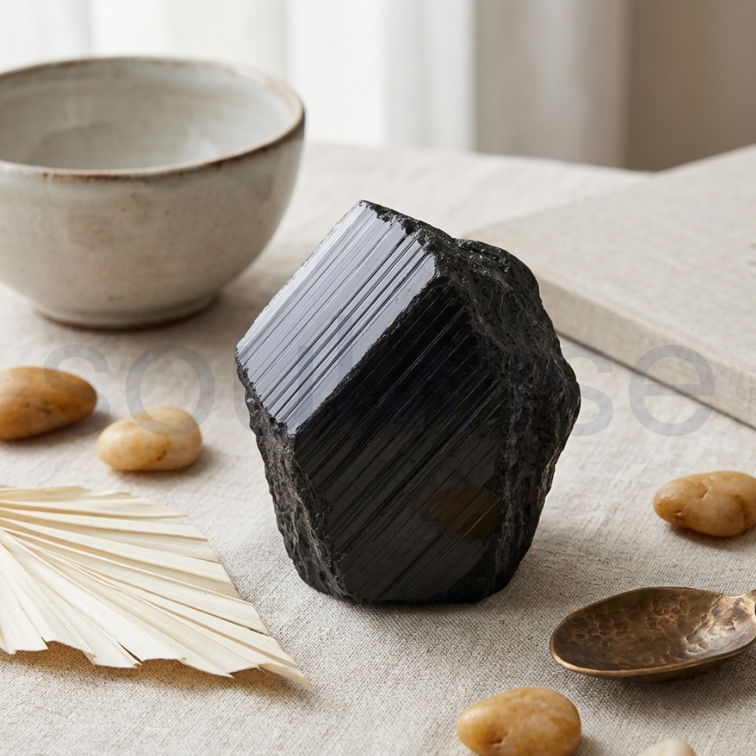 Black Tourmaline Raw Natural Stone – Unpolished Protection Crystal for Grounding, Energy Shield & Negativity Protection (50g)