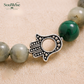Scorpio Zodiac Crystal Bracelet with Hamsa Hand Charm – Certified Labradorite & Malachite 8mm Beads