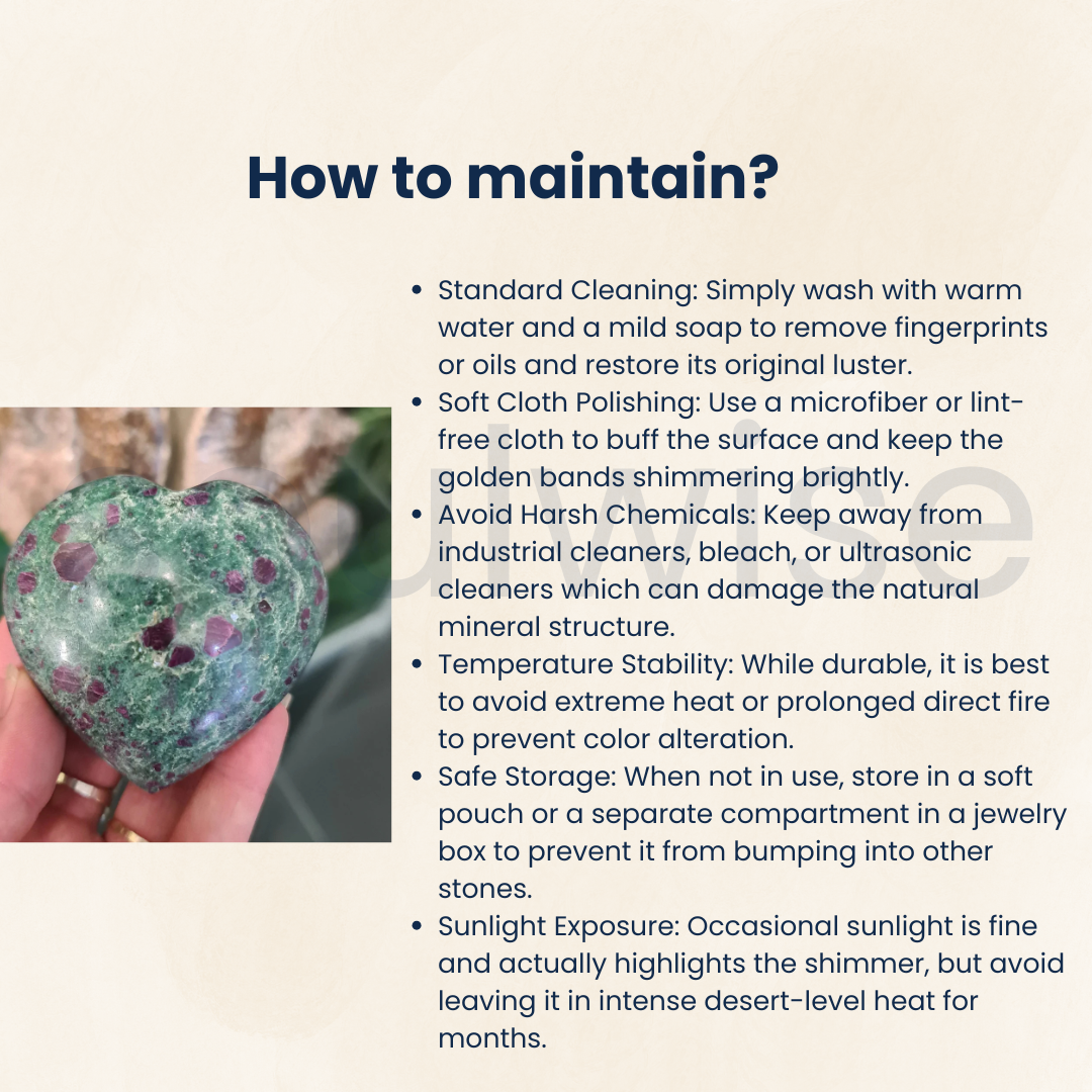 Ruby Fuchsite Healing Crystal Heart-Shape Decor for Love and Relationships, Balance, and Harmony, Valentine Gift Housewarming (Ruby Fuchsite)