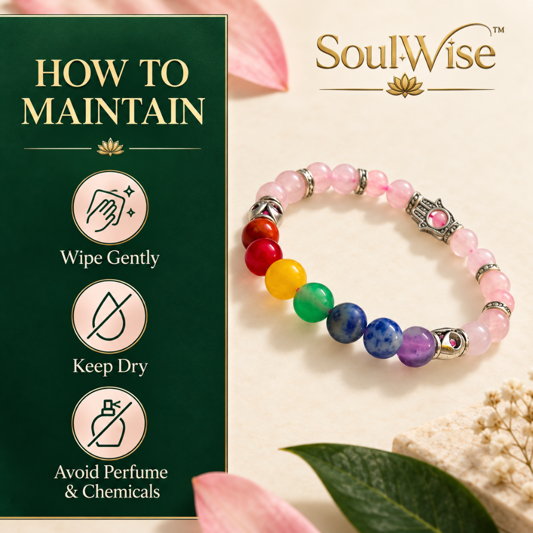 Rose Quartz Bracelet with 7 Chakra Beads & Hamsa Hand Charm – Natural Pink Healing Crystal Bracelet for Love, Protection, Emotional Balance, Positive Energy, Reiki & Spiritual Harmony | Unisex Gemstone Jewelry