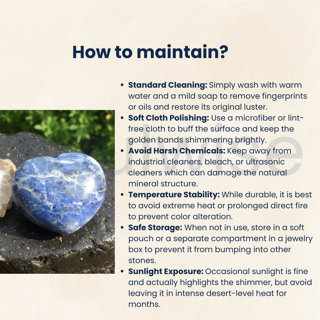Sodalite Heart Stone Polished Natural Crystal for Meditation Calm Energy Emotional Balance Spiritual Home Décor Gift