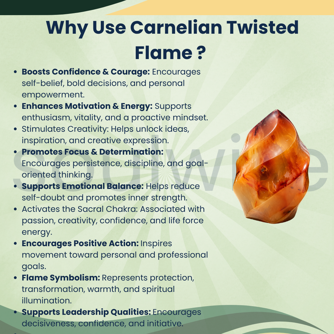 Certified Carnelian Flame – Crystal Flame Sculpture in Different Sizes for Home Décor, Meditation & Spiritual Gifting
