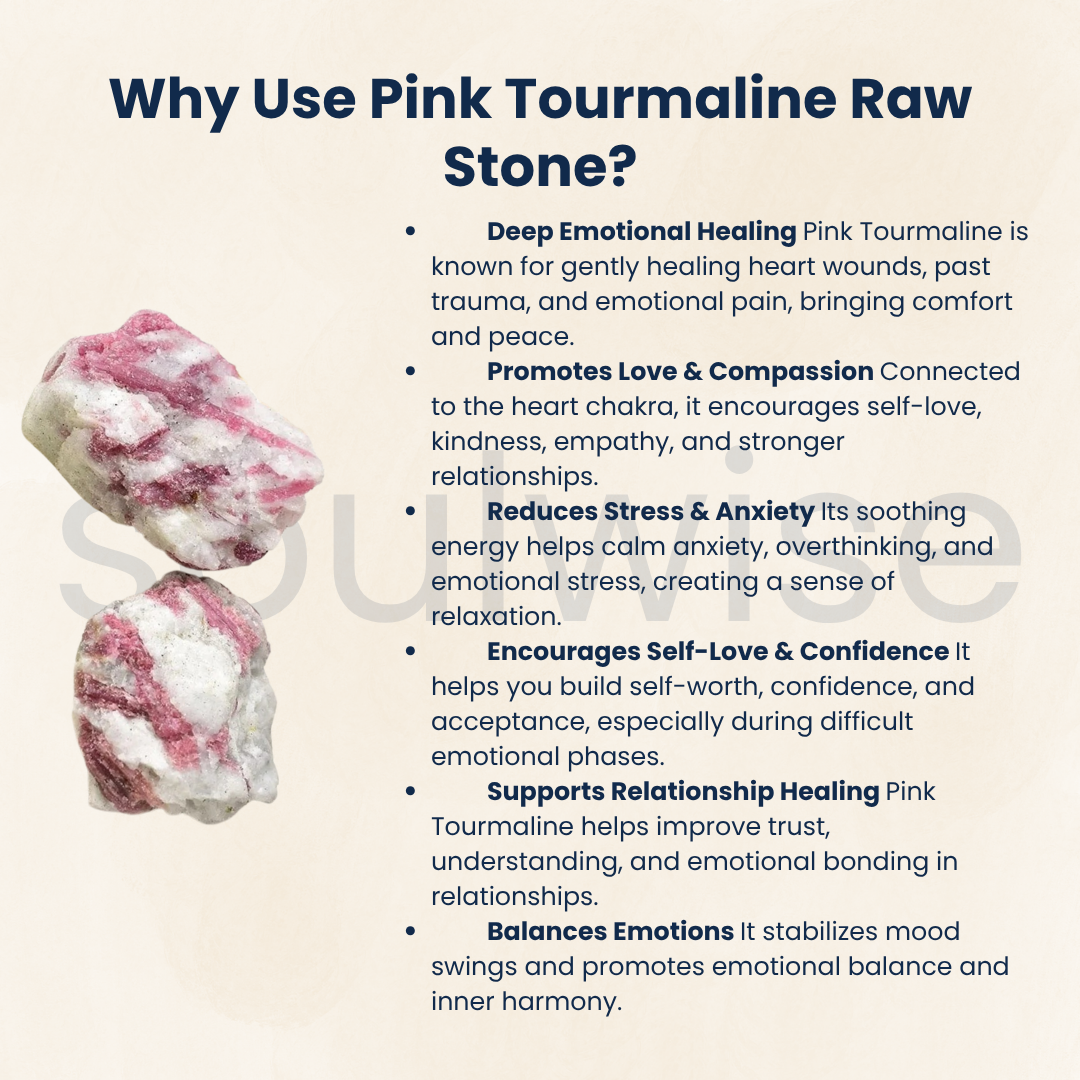 Pink Tourmaline Raw Natural Crystal – Unpolished Healing Stone for Love, Emotional Healing & Heart Chakra Balance (50g)