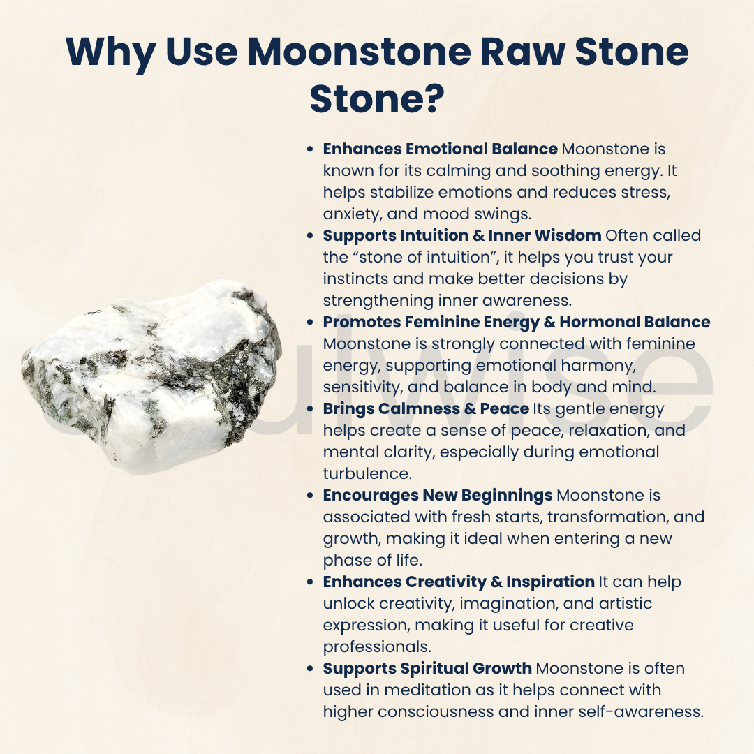 Moonstone Raw Natural Crystal – Unpolished Healing Stone for Intuition, Emotional Balance & Divine Feminine Energy (50g)