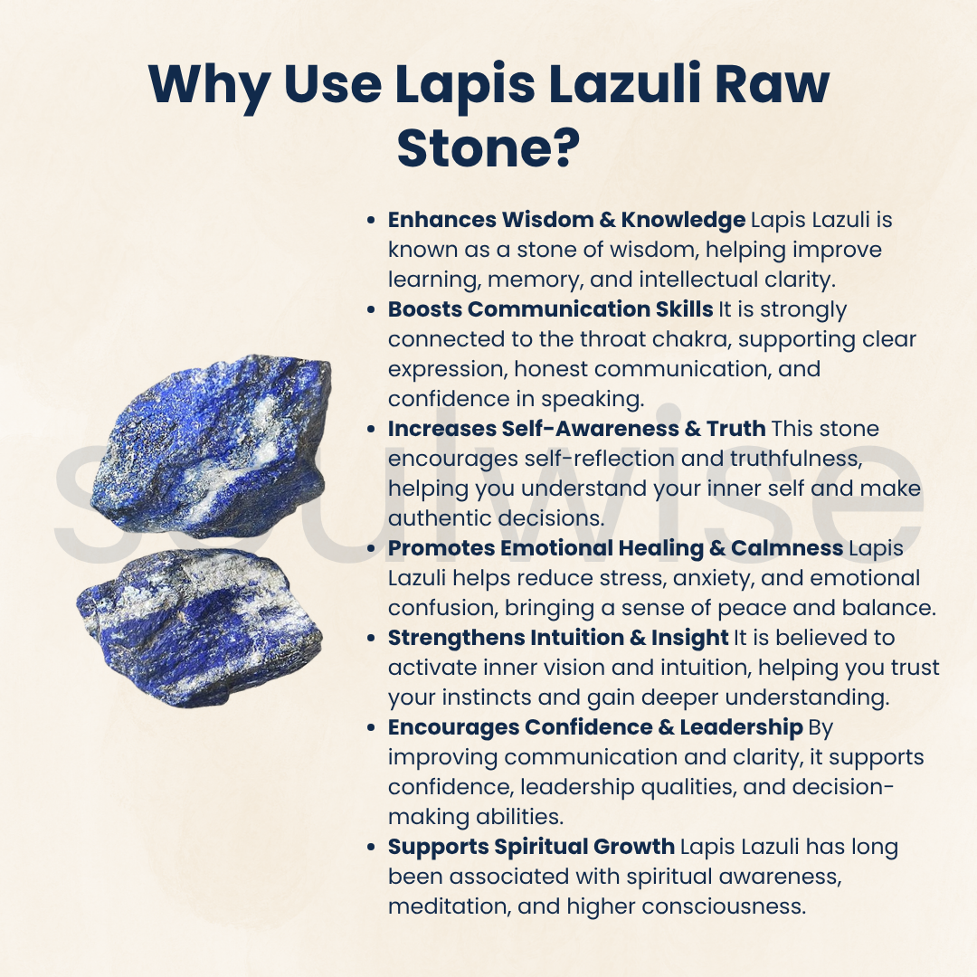 Lapis Lazuli Raw Natural Stone – Unpolished Crystal for Wisdom, Intuition & Communication | Healing Third Eye & Throat Chakra Stone (50g)