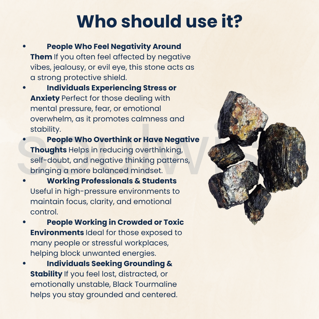 Black Tourmaline Raw Natural Stone – Unpolished Protection Crystal for Grounding, Energy Shield & Negativity Protection (50g)