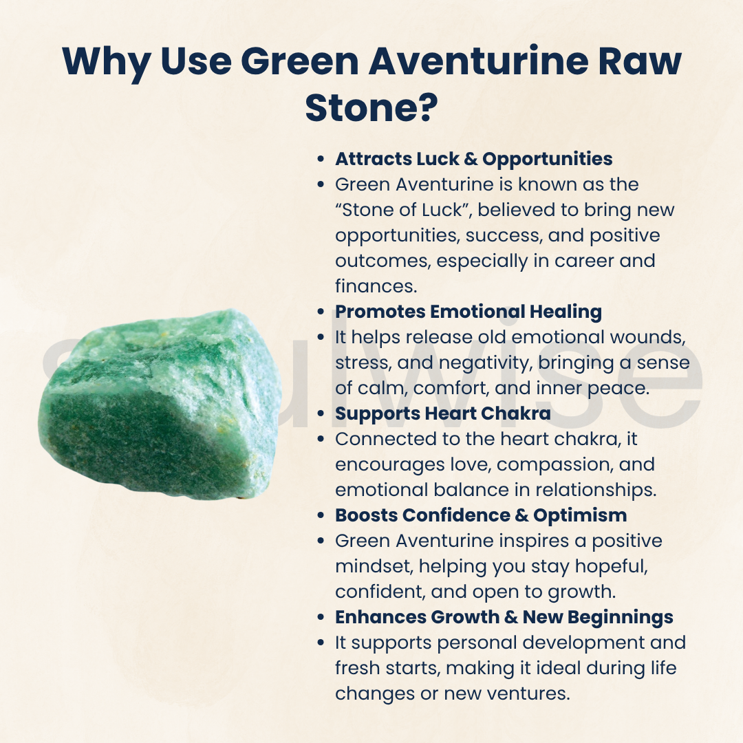 Green Aventurine Raw Natural Stone – Unpolished Healing Crystal for Luck, Prosperity & Emotional Balance | Heart Chakra Energy Stone (50g)