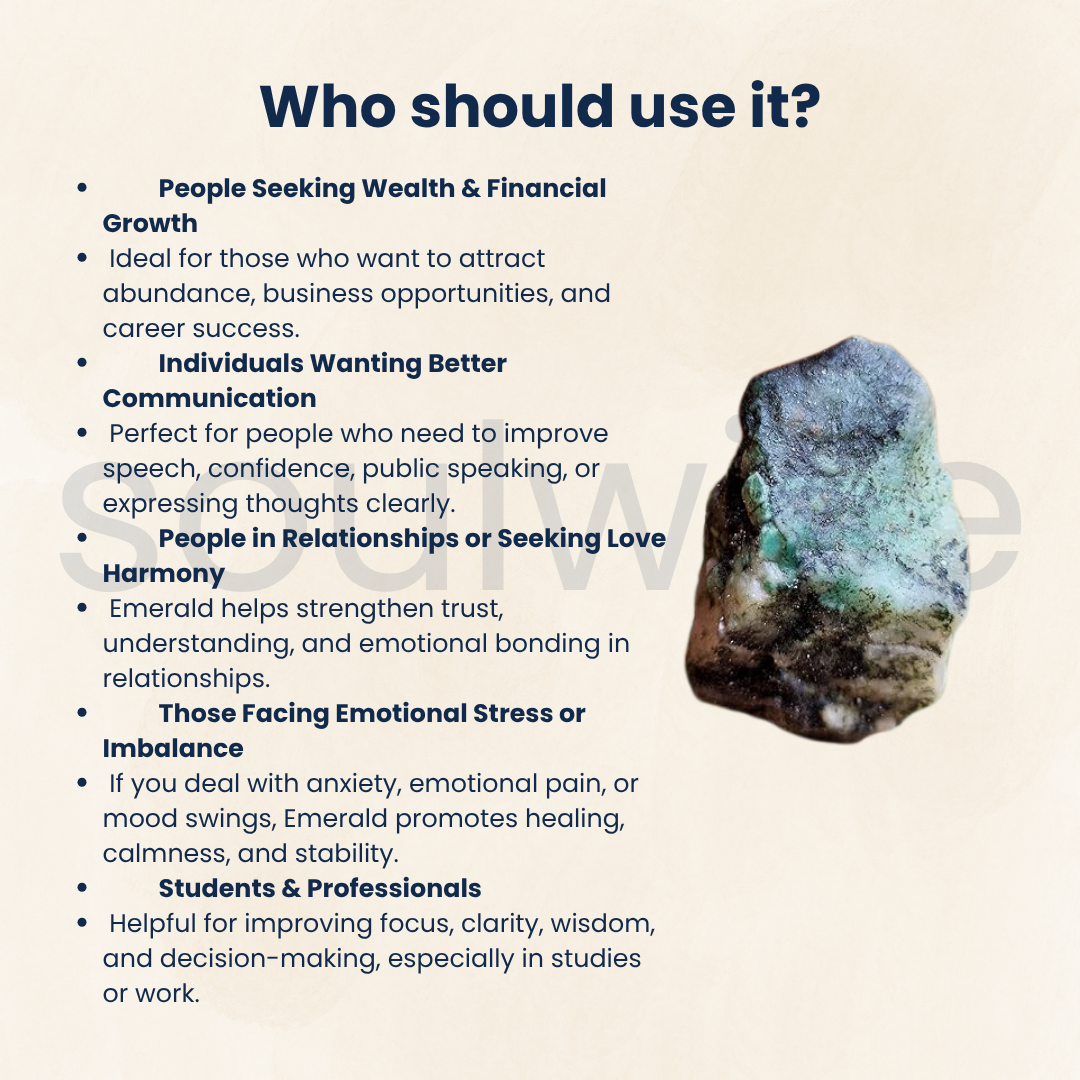 Emerald Raw Natural Stone – Unpolished Precious Crystal for Love, Abundance & Wisdom | Heart Chakra Healing Stone (50g)