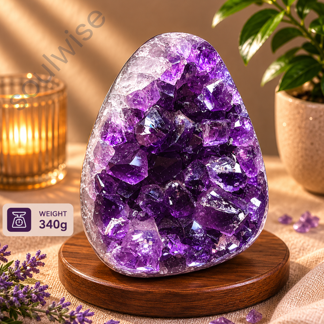 Natural Amethyst Geode Raw Crystal Stone – Authentic Purple Quartz Cluster for Home Decor, Meditation & Positive Energy (260g)