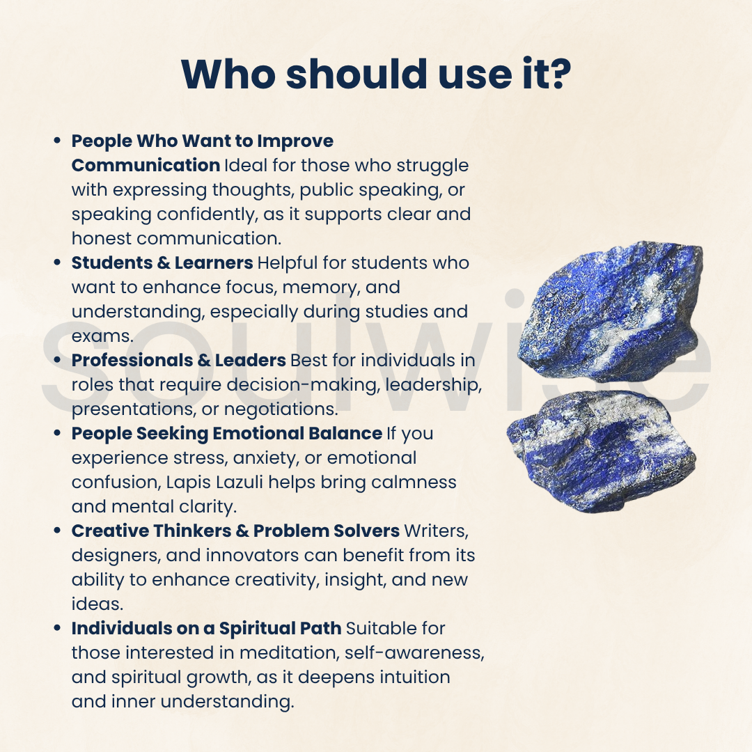 Lapis Lazuli Raw Natural Stone – Unpolished Crystal for Wisdom, Intuition & Communication | Healing Third Eye & Throat Chakra Stone (50g)