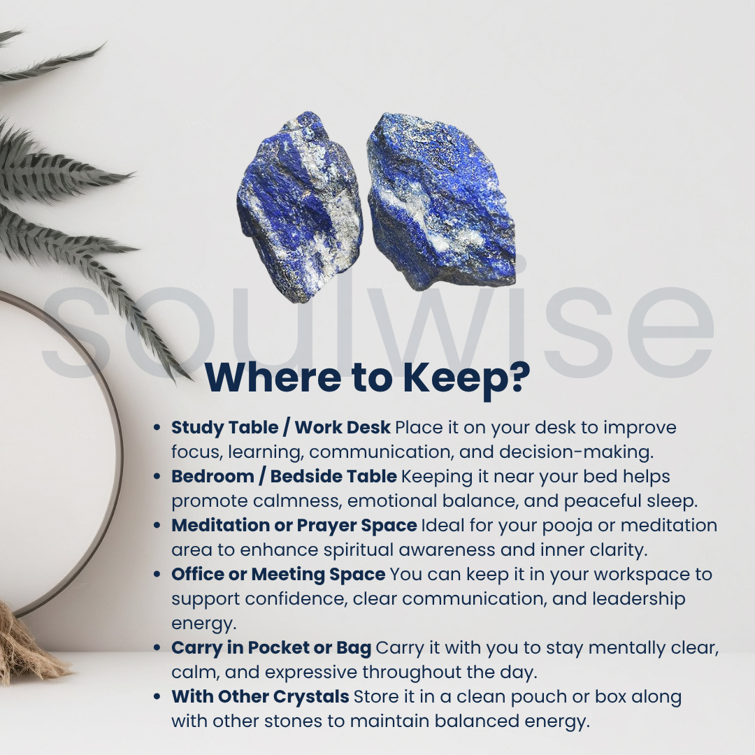 Lapis Lazuli Raw Natural Stone – Unpolished Crystal for Wisdom, Intuition & Communication | Healing Third Eye & Throat Chakra Stone (50g)