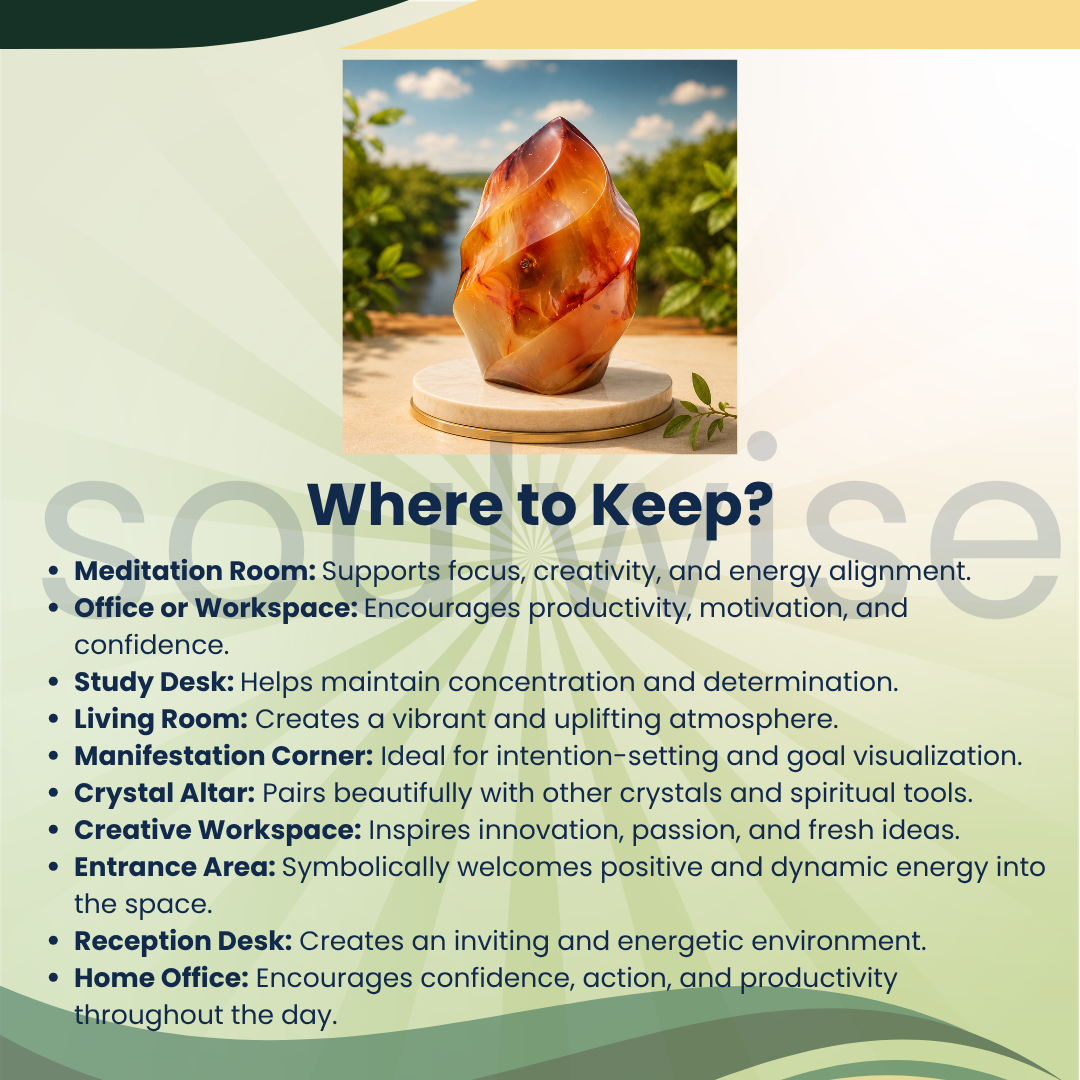 Certified Carnelian Flame – Crystal Flame Sculpture in Different Sizes for Home Décor, Meditation & Spiritual Gifting