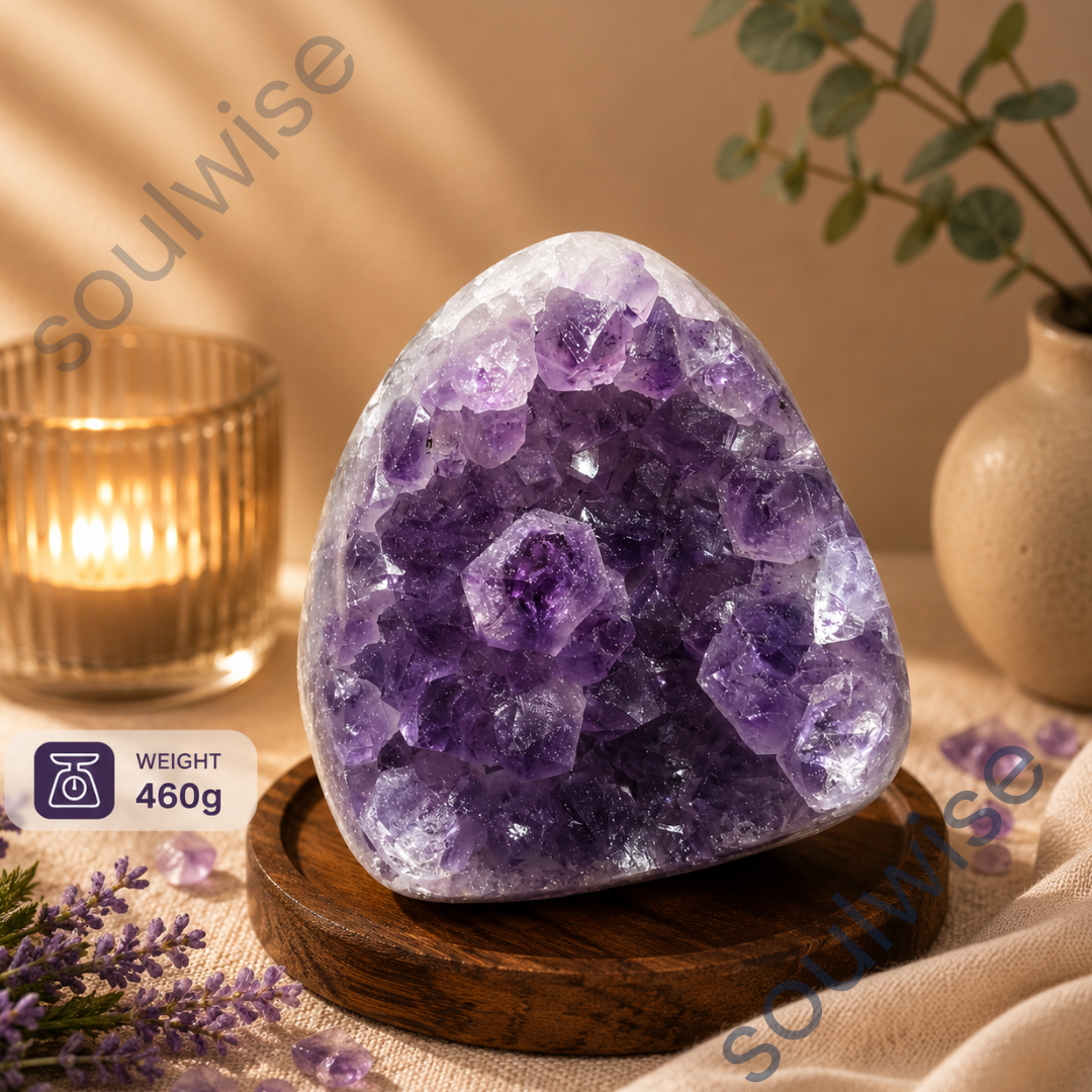 Natural Amethyst Geode Raw Crystal Stone – Authentic Purple Quartz Cluster for Home Decor, Meditation & Positive Energy (260g)
