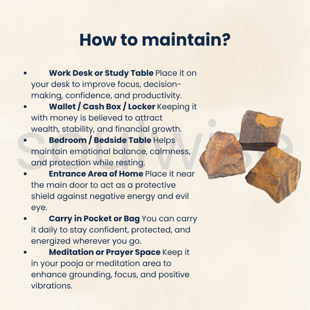 Tiger Eye Raw Natural Stone – Unpolished Healing Crystal for Confidence, Protection & Success | Grounding Solar Plexus Energy Stone (50g)