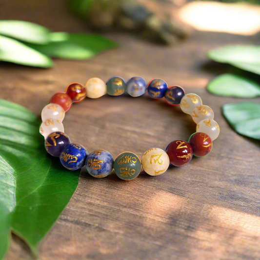 Om Mani 7 Chakra Bracelet 8mm