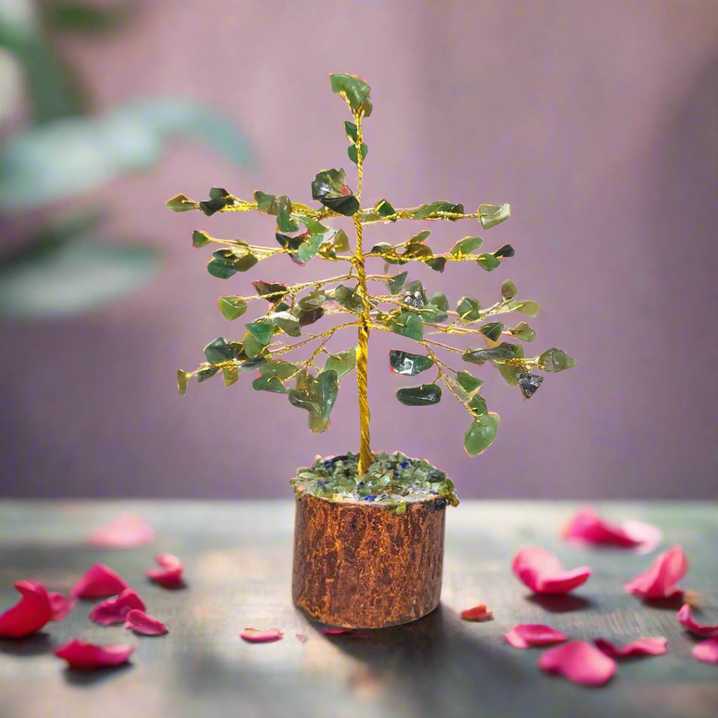 Green Aventurine Healing Crystal Tree – 6" Tall – Energy Feng Shui Gemstone Bonsai Tree for Wealth, Prosperity, and Heart Chakra Healing