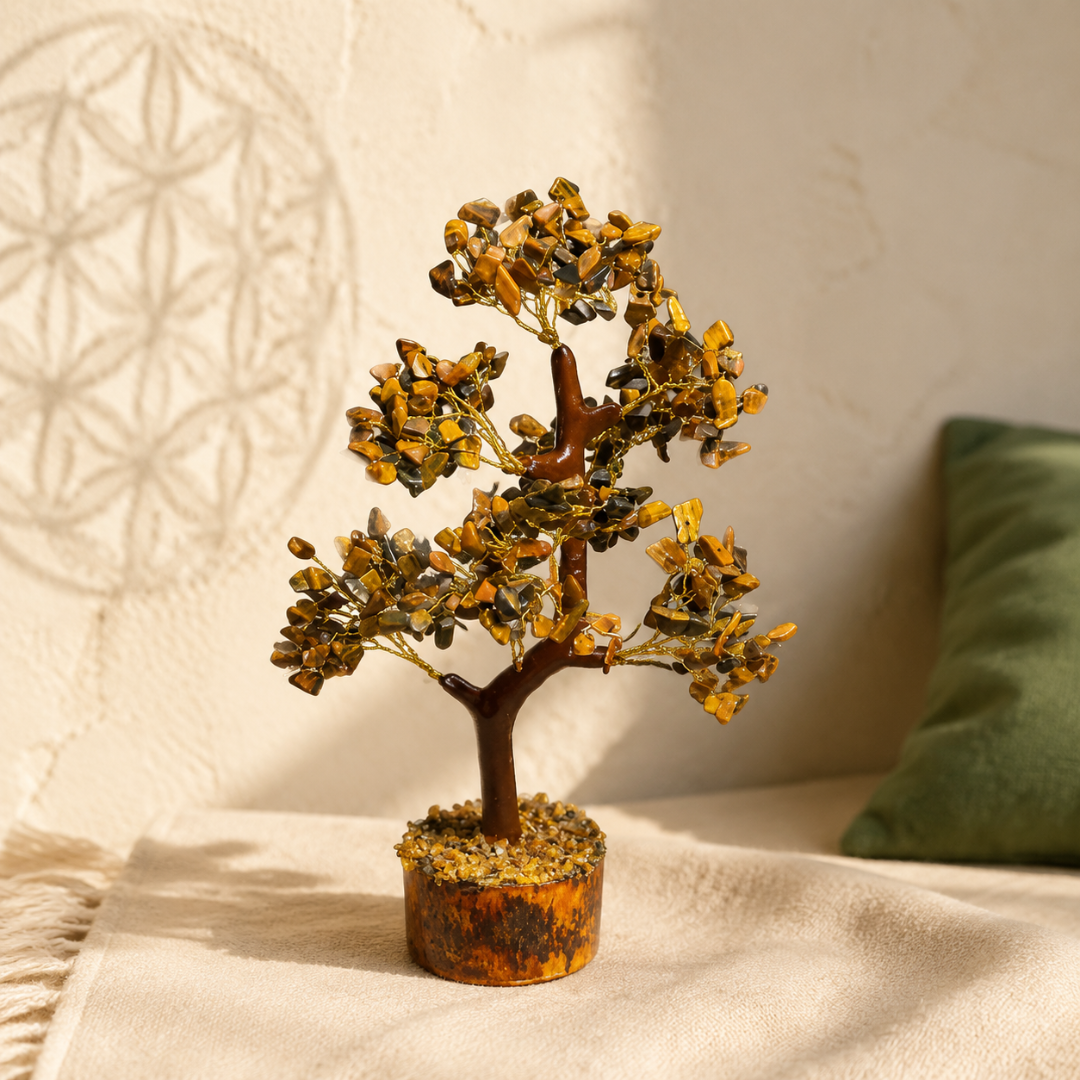 Tiger Eye Crystal Tree 8 Inch – Golden Brown Gemstone Tree for Home Décor, Office Desk & Spiritual Gifting