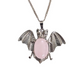 Soulwise Rose Quartz Crystal Bat symbol Pendant Necklace for Protection, Good Luck, healthy relationships and family growth, Unisex Gift