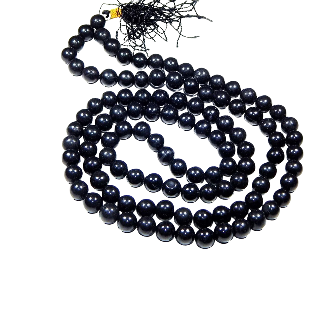 Soulwise Black Agate Mala Beads 108 – (Handmade Gemstone Japa Mala for Men & Women).
