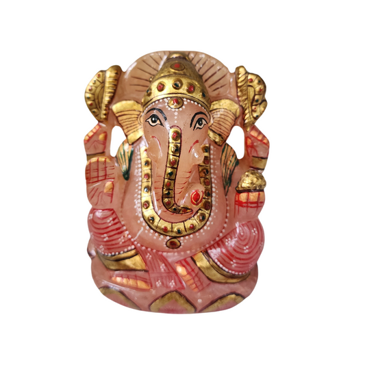 Soulwise Rose Quartz Ganesha Statue Figurine 12cm, Hand Painted  Stone Idol 600 Gram, Symbol of Unconditional Love & Wealth