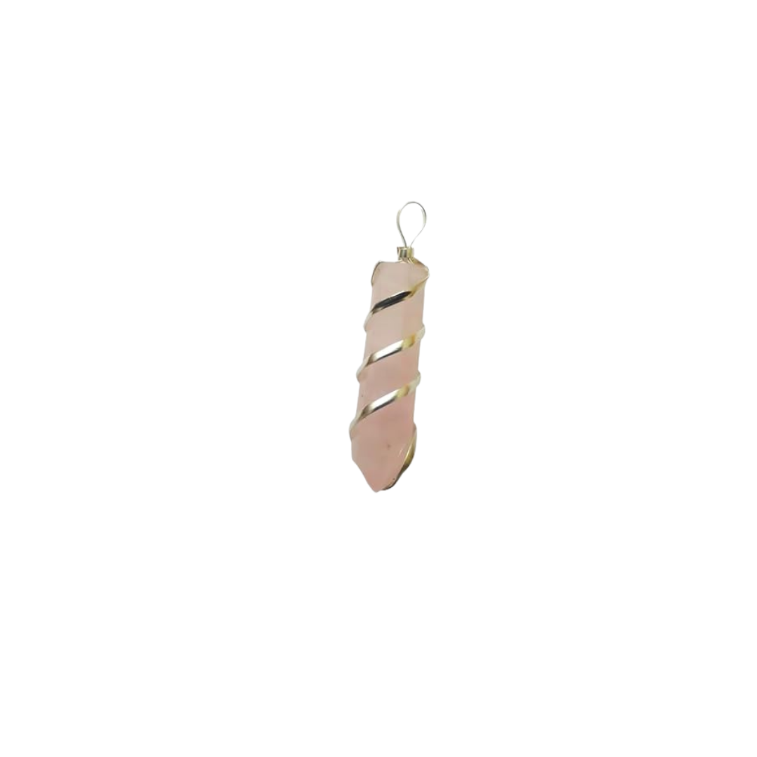 Rose Quartz Crystal Spiral Pendant – Natural Healing Stone Necklace for Love, Harmony, Emotional Strength & Happy Relationships