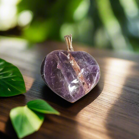 Amethyst Crystal Heart-Shaped Pendant | Natural Healing Stone Necklace for Love, Calm & Protection.