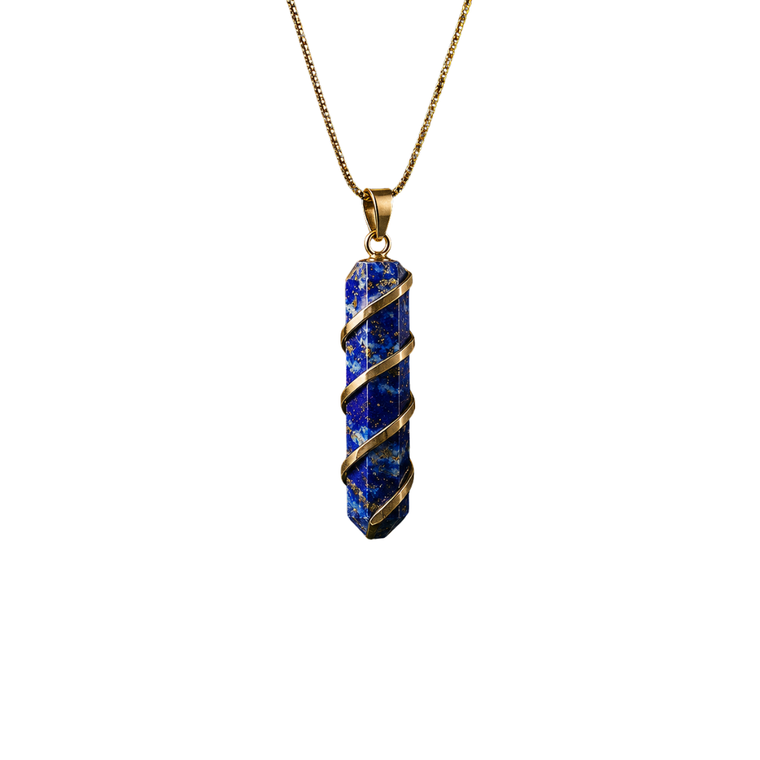 Natural Lapis Lazuli Pendant – Throat Chakra Healing Crystal Necklace for Communication, Protection & Mental Clarity