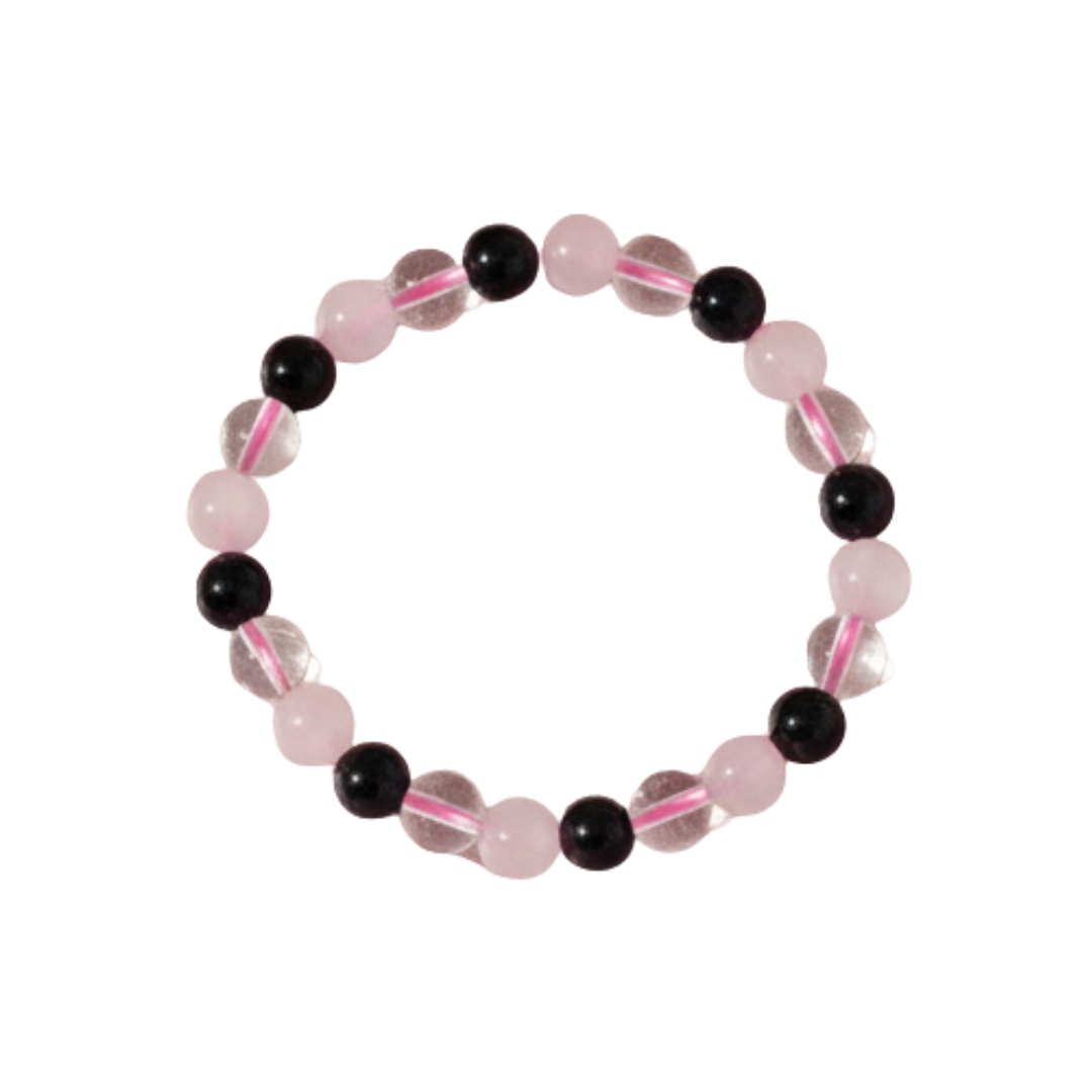 Healing Crystal Bracelet – Rose Quartz, Amethyst & Clear Quartz – 8mm