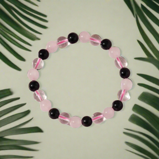 Healing Crystal Bracelet – Rose Quartz, Amethyst & Clear Quartz – 8mm
