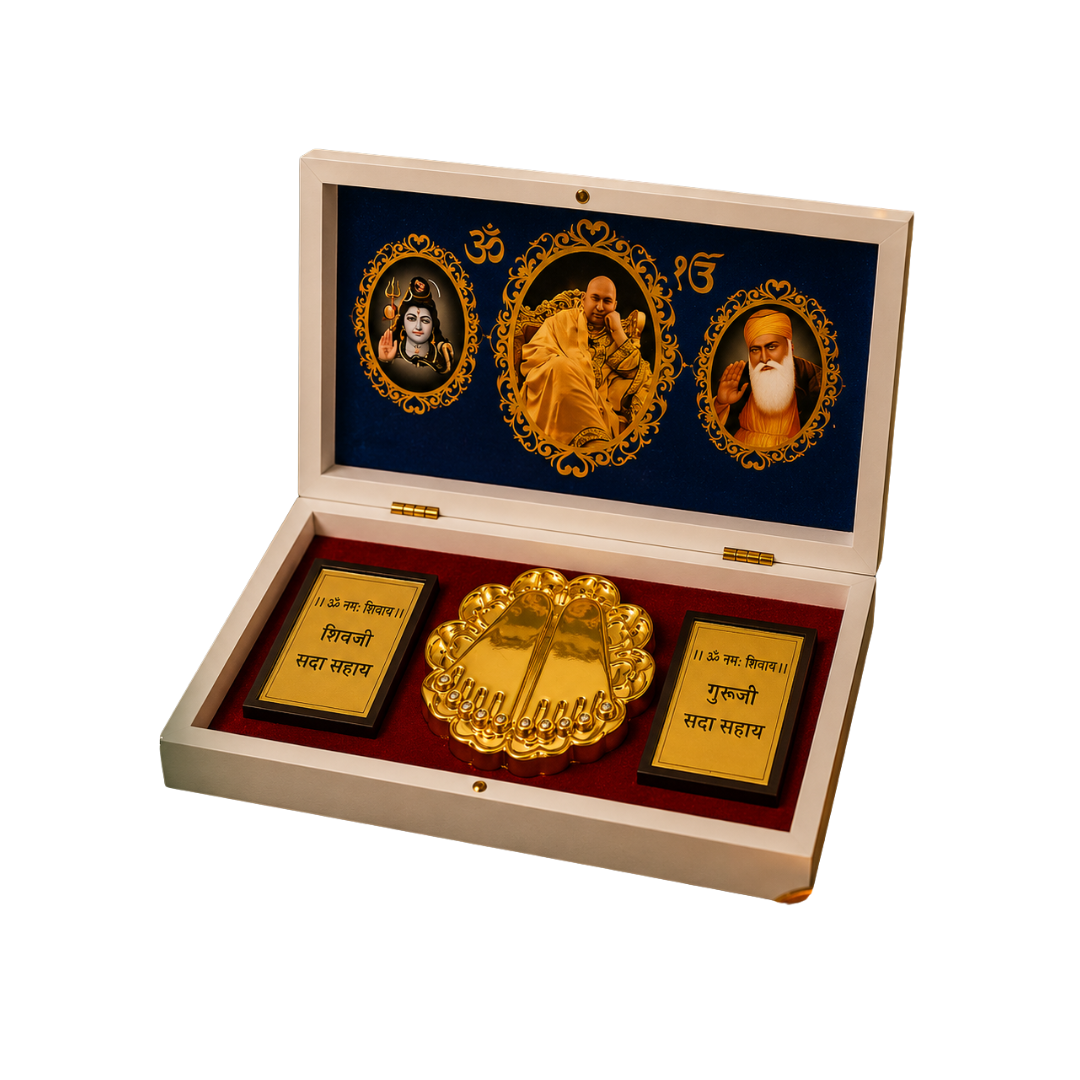Jai Guruji Temple Box – Sacred Wooden Mandir Box for Home, Office & Spiritual Decor