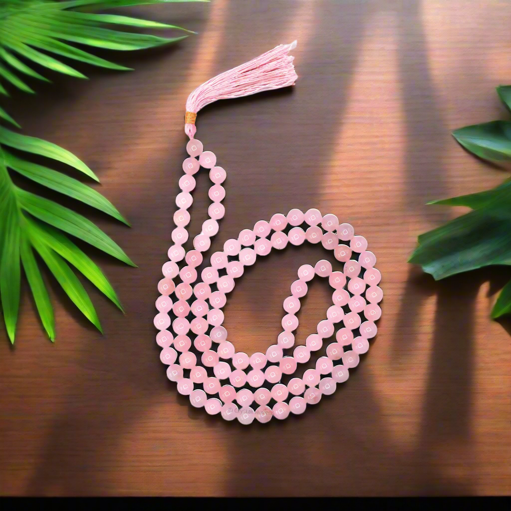 Rose Quartz Jaap Mala Necklace