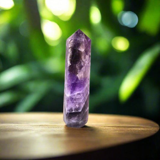 Amethyst Crystal Tower Point – Natural Healing Stone for Meditation, Reiki Energy, Chakra Balancing & Home Decor – Polished Purple Quartz Generator – 3-4 inch