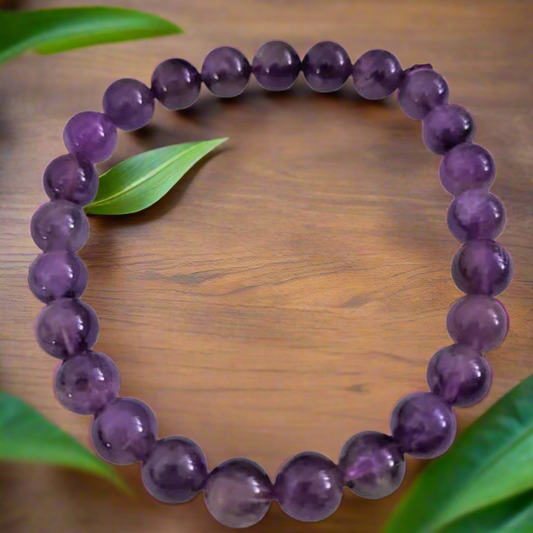 Amethyst 8 mm bracelet for prosperity, health & wealth.