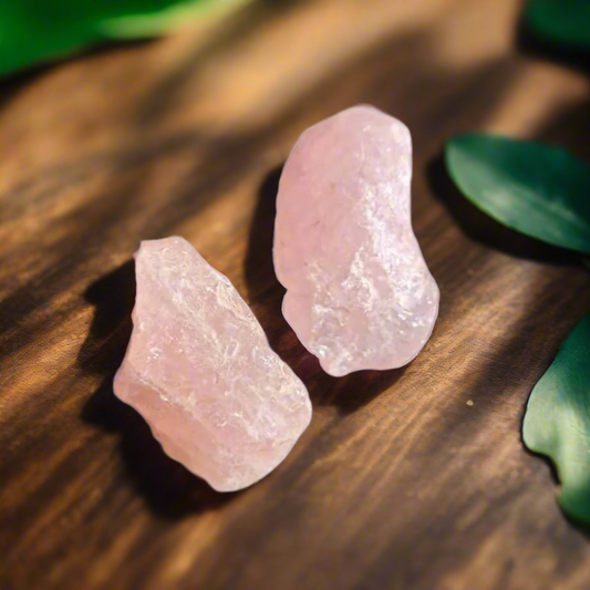 Raw Rose Quartz, Healing crystal, set of 2