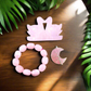 Valentine Gift Set -  Rose Quartz Mandarine Ducks, Tumble Bracelet, & Moon Shape Pendant