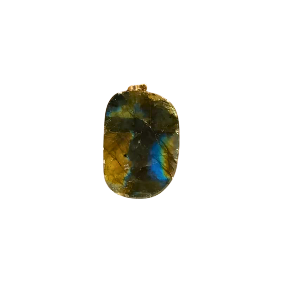 Soulwise Labradorite Freeform Pendant – Natural Iridescent Gemstone Necklace for Protection, Intuition & Healing Energy.