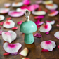 Green Aventurine Mushroom Pendant – Natural Crystal Necklace for Healing, Prosperity, and Positive Energy .