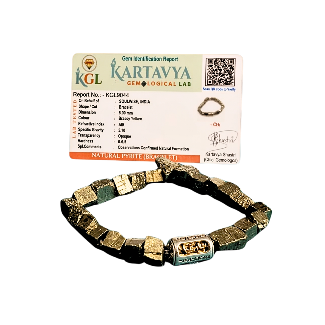 Raw Pyrite Crystal Bracelet with Vajra Charm – Natural Protection Stone Jewelry