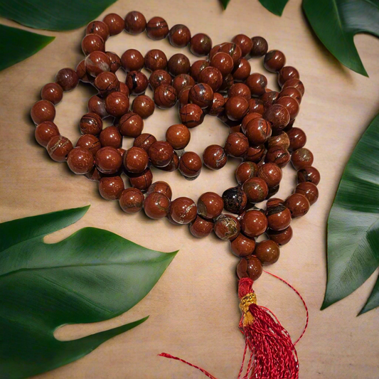 Soulwise Red Jasper Mala Beads 108 –(Handmade Gemstone Japa Mala for Men & Women).