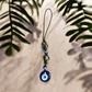 Natural Peru Pyrite Cluster Hanger with Evil Beads and Evil Eye Charm - Energy-Boosting Crystal for Wealth and Protection from Negative Energy - Home, Office, Car Hanger for Good Luck