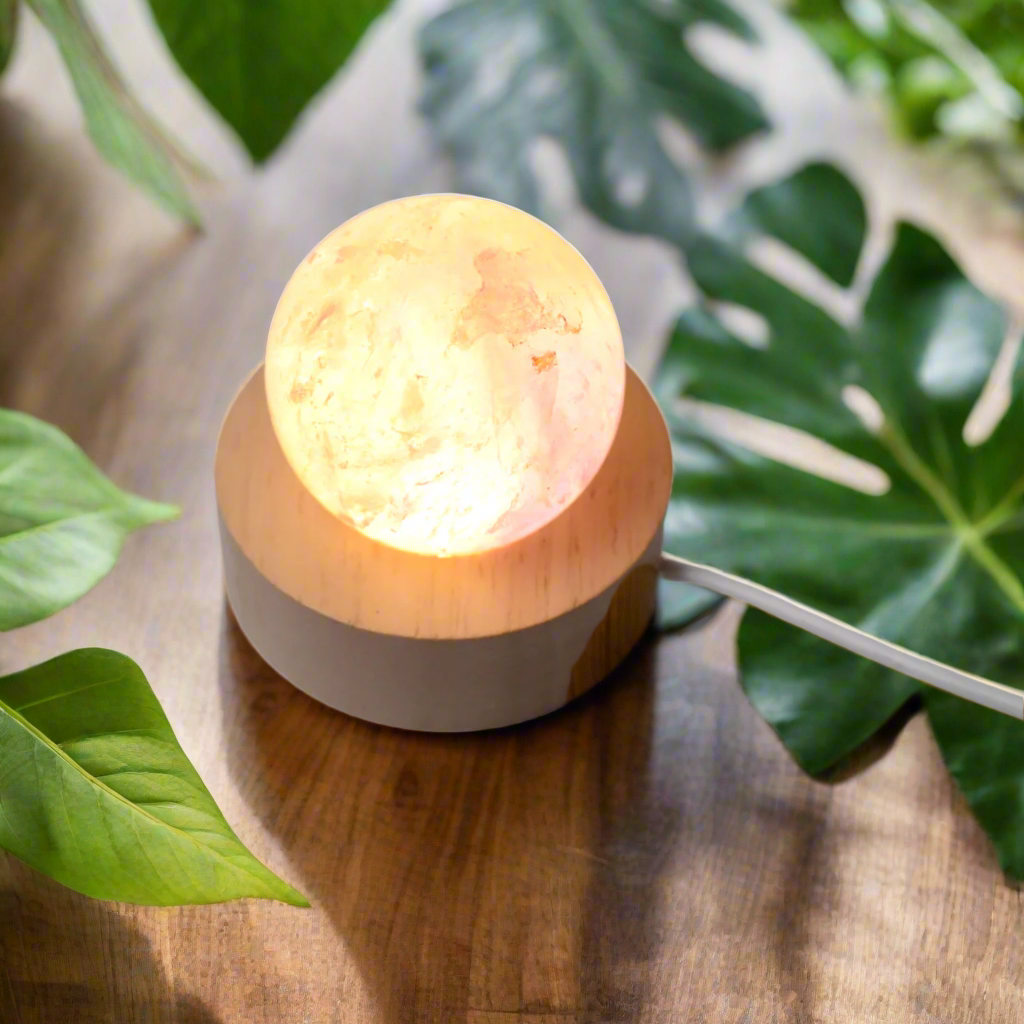 Amethyst Sphere Crystal Lamp – Natural Stone Night Light for Healing, Decor & Meditation – USB LED Base Included