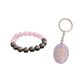 Soulwise Rose Quartz & Pyrite Healing Bracelet 10mm with Rose Quartz Angelic Keychain, Valentine's Gift Combo for Love, Positivity & Emotional Healing