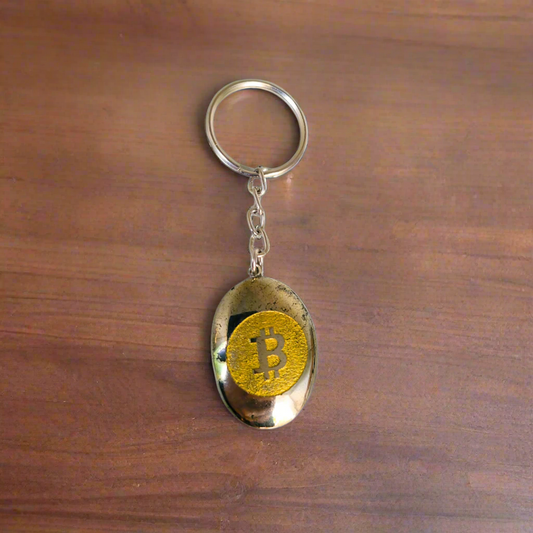 Bitcoin symbol Pyrite Keychain