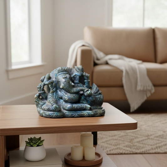 Labradorite Ganesha Idol, Housewarming Gift Decor,1.40g.