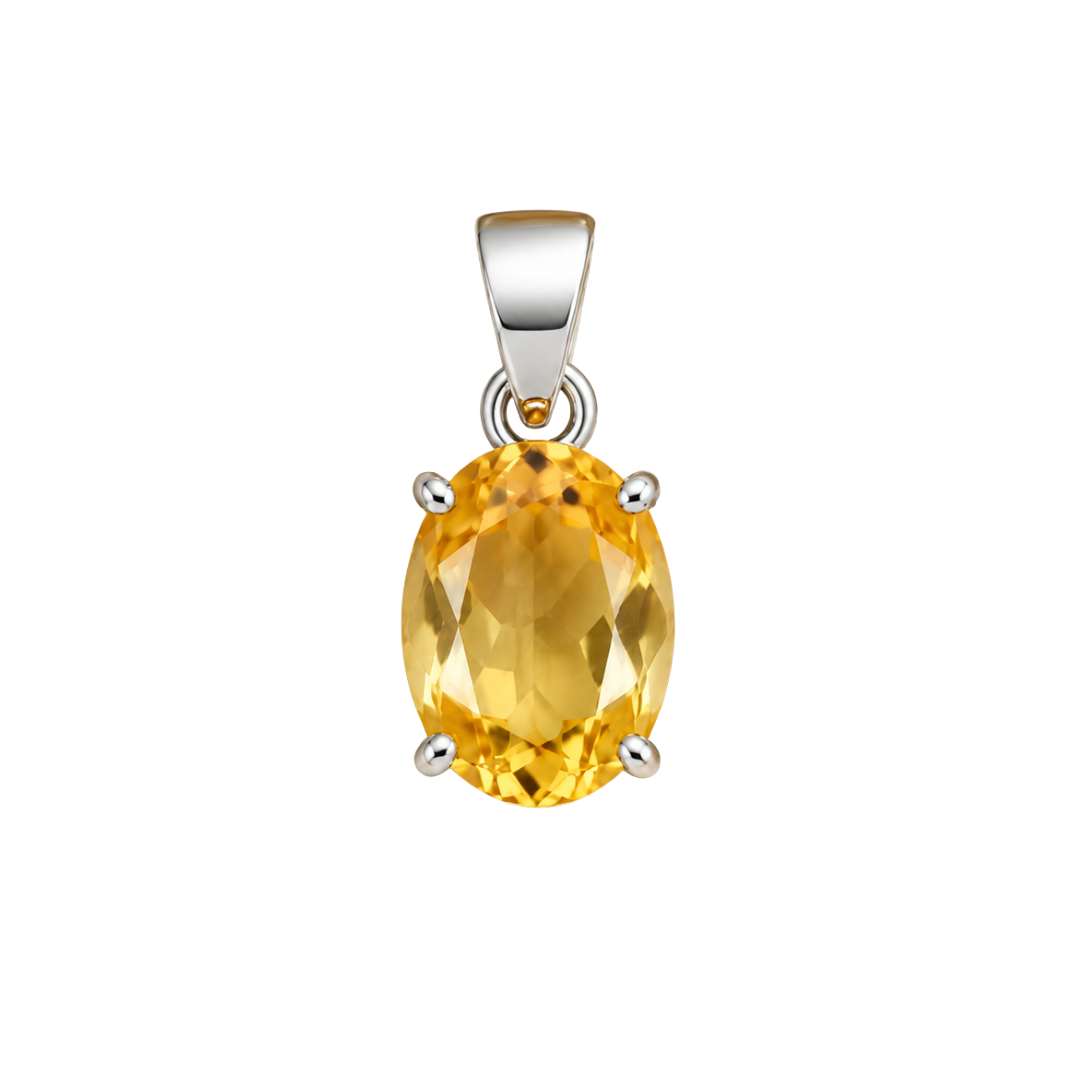Natural Citrine Gemstone Pendant – Oval-Cut Abundance & Success Crystal Jewellery