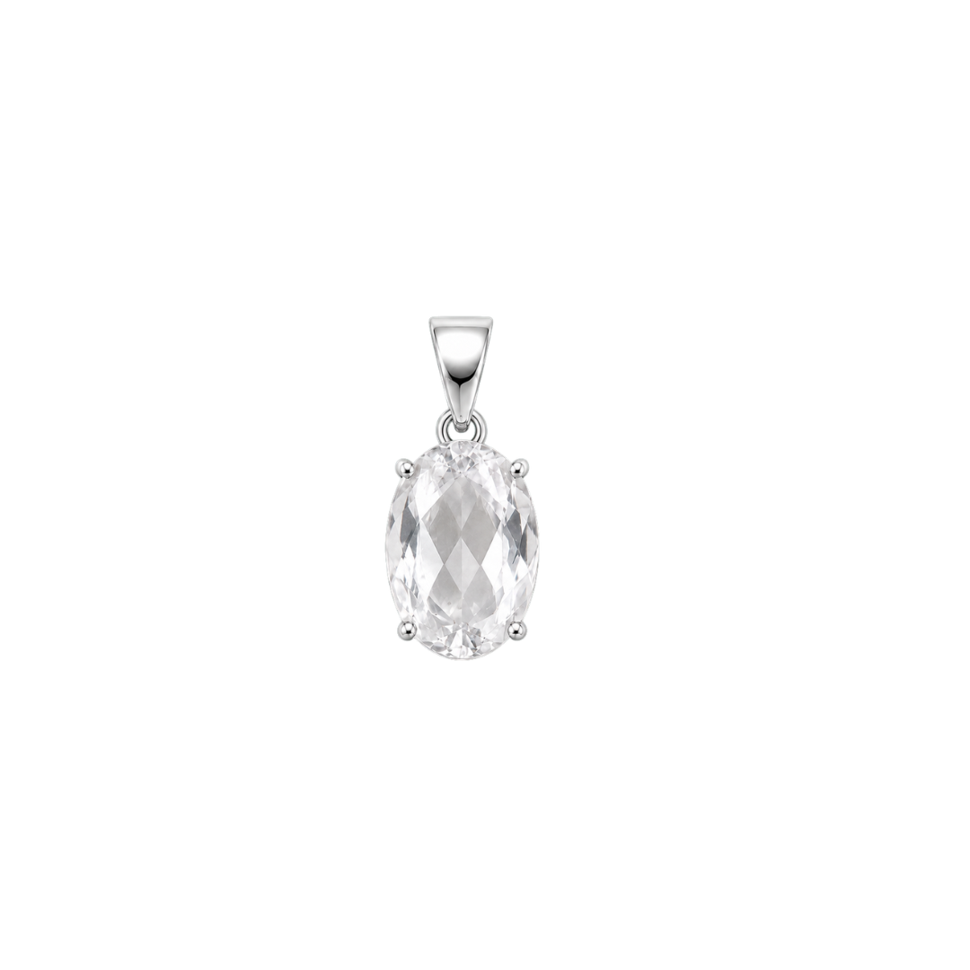 Natural Clear Quartz Gemstone Pendant – Oval-Cut Crystal Jewellery