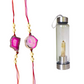 Rakhi Gift Hamper for Brother – Natural Agate Crystal Rakhi Band with Citrine Crystal Elixir Water Bottle (500 ml) – Spiritual Healing & Wellness Raksha Bandhan Combo.(Pack of 1 Rakhi & Bottle))