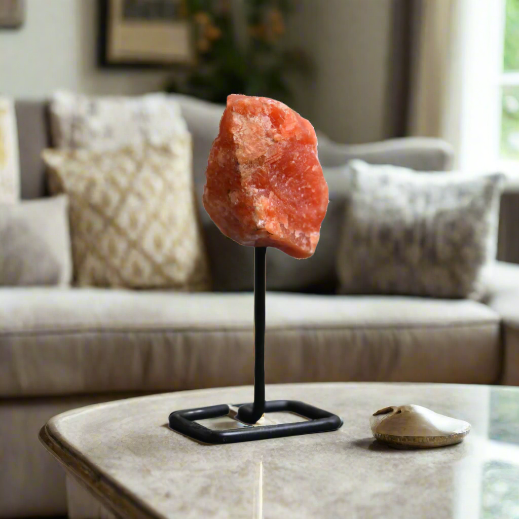 Orange Calcite on Stand 3"