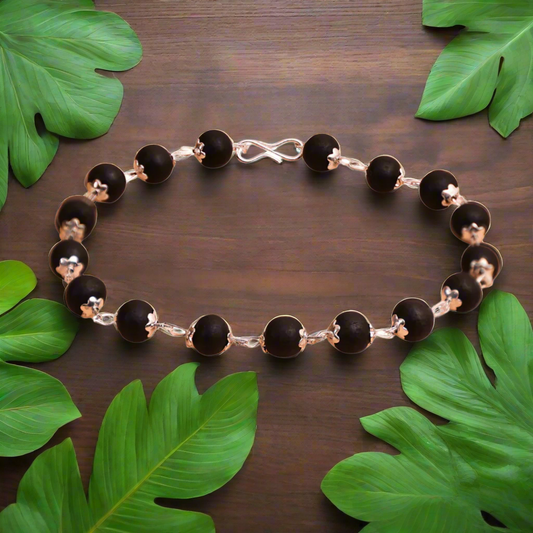 Karungali Bracelet for Men & Women | 8mm Natural Ebony Wood Beads | Silver Plated Caps | Siddha Spiritual Protection Bracelet
